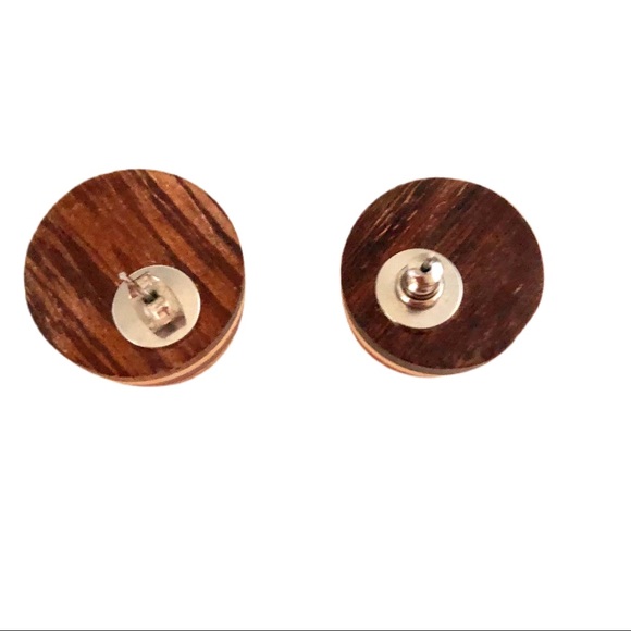 Woman's earrings type chapatorneados in wood, - Picture 2 of 2